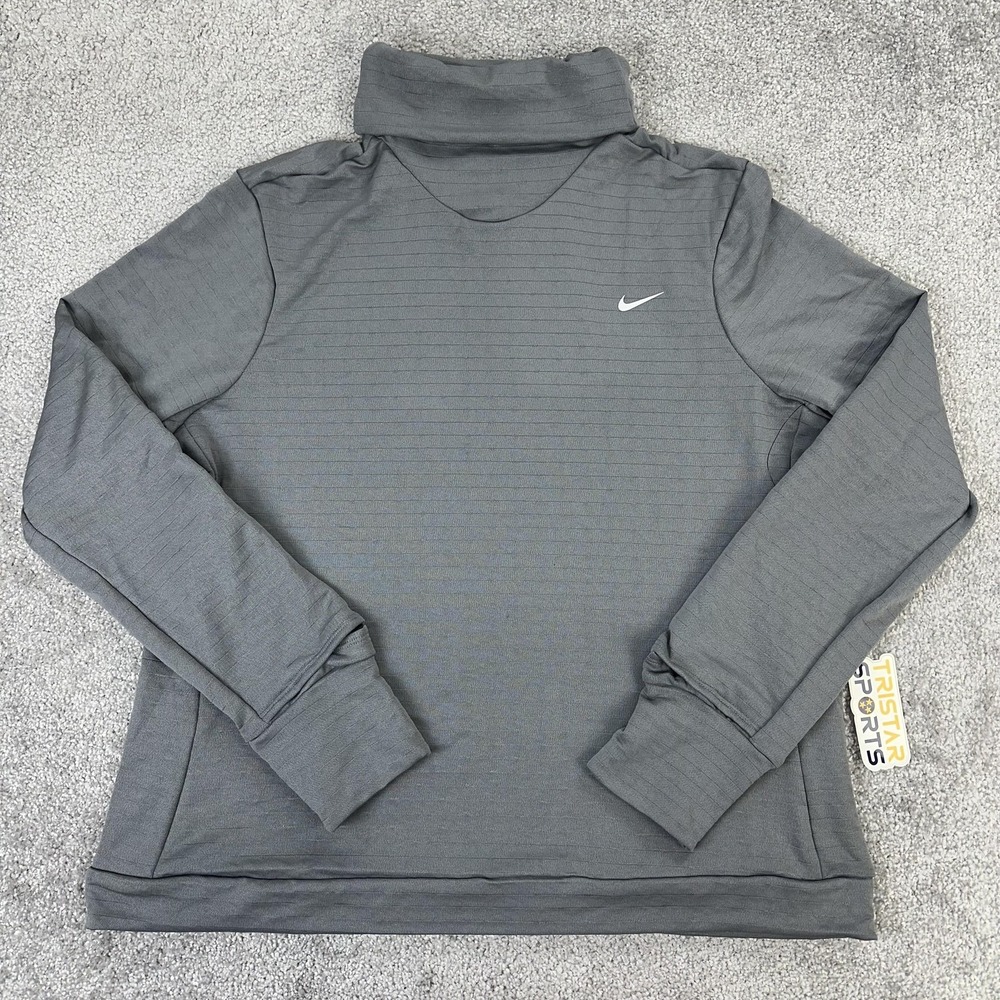 Nike Therma-FIT Swift Pullover Womens XL Gray Turtleneck Running Top FB5306-084